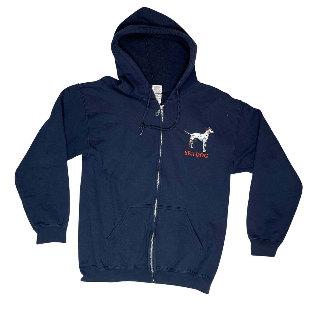 Sea Dog American Strong Dale Hollow Dalmatian Pirate Navy Zip Hoodie Size M